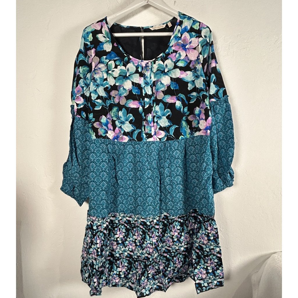 Soft Surroundings Womens Floral Patchwork Night Bloom Dress Large Multicolor